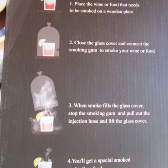 Smoking Cloche For Food Drinks With Wood Base, Cocktails Smoke Infuser Accessory - Picture 5 of 10